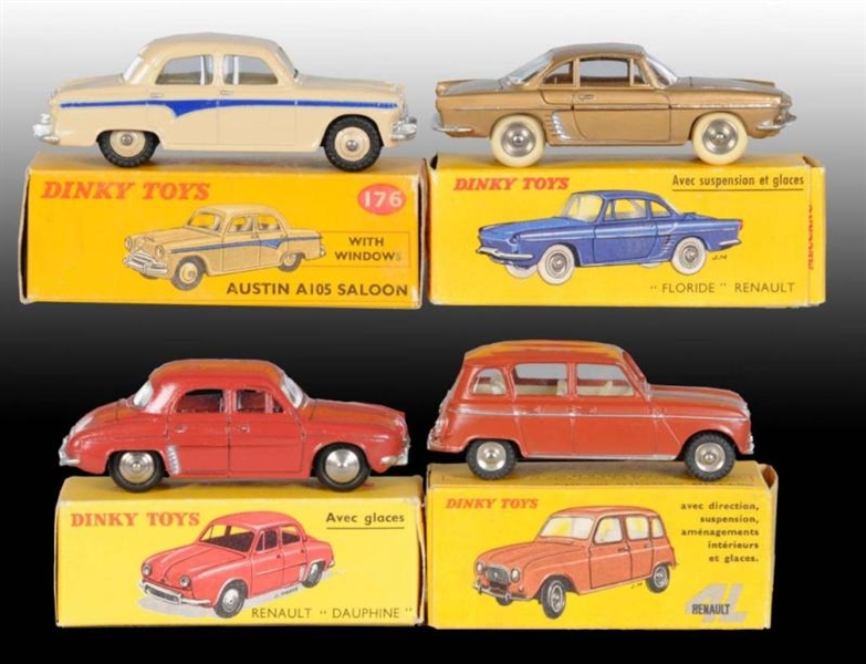 LOT OF 4: DINKY TOYS DIE-CAST CARS IN OB          
