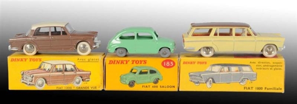 LOT OF 3: DINKY TOYS DIE-CAST FIAT AUTOS IN OB    
