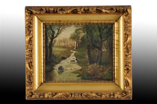 COUNTRY RIVER SCENE PAINTING BY SCHRANDER.        