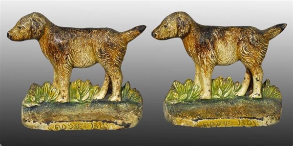 PAIR OF CAST IRON "LADDIE BOY" DOG BOOKENDS.      