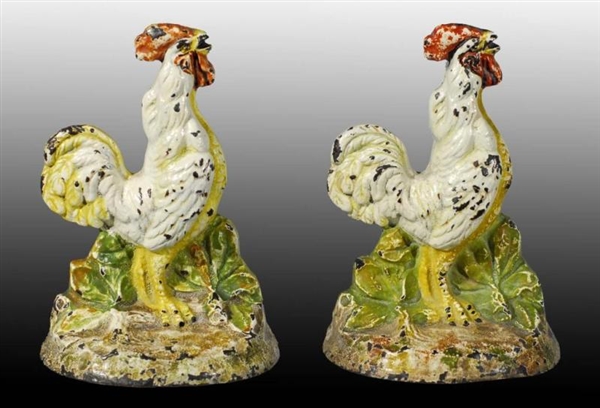 CAST IRON ROOSTER BOOKENDS.                       