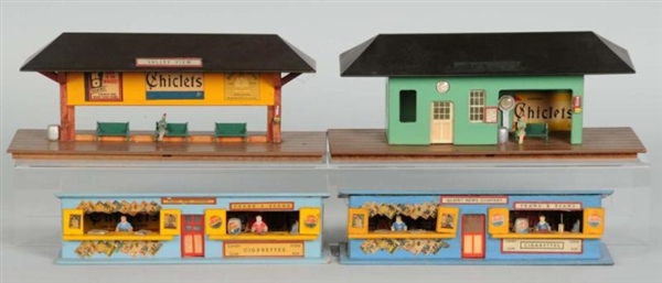LOT OF 4: AMERICAN FLYER WOOD ACCESSORY BUILDINGS.
