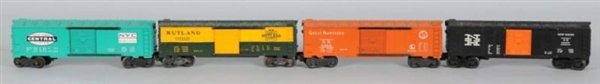 LOT OF 4: LIONEL  NO. 6464 O-GAUGE BOXCARS.       
