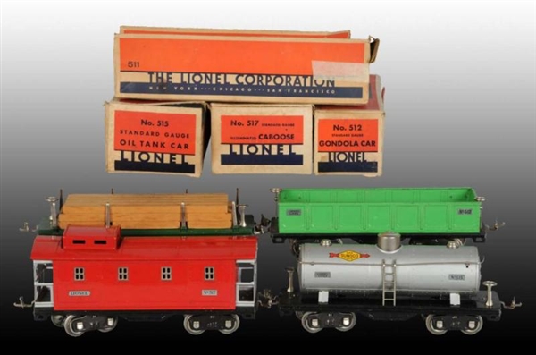 LOT OF 4: LIONEL NICKEL 500 SERIES FREIGHT CARS OB