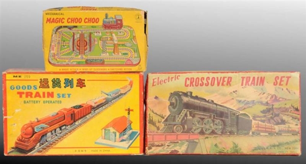 LOT OF 3: FOREIGN TRAIN SETS. ALL IN O/B          