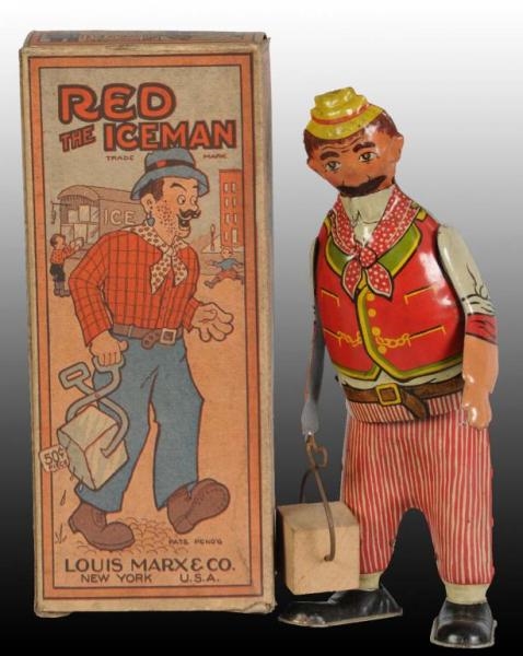 MARX RED "THE ICE MAN" TOY TIN WIND UP.           