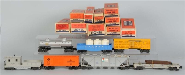 LOT OF 10: LIONEL O-GAUGE FREIGHT CARS IN OB      