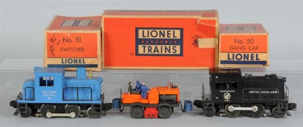 LOT OF 3: LIONEL MOTORIZED UNITS IN OB            