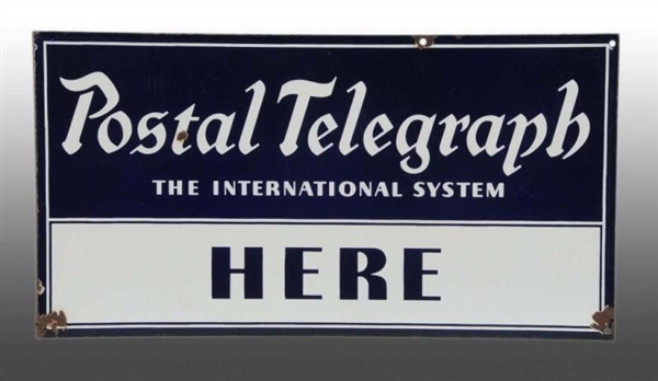PORCELAIN POSTAL TELEGRAPH LARGE FLANGE SIGN.     