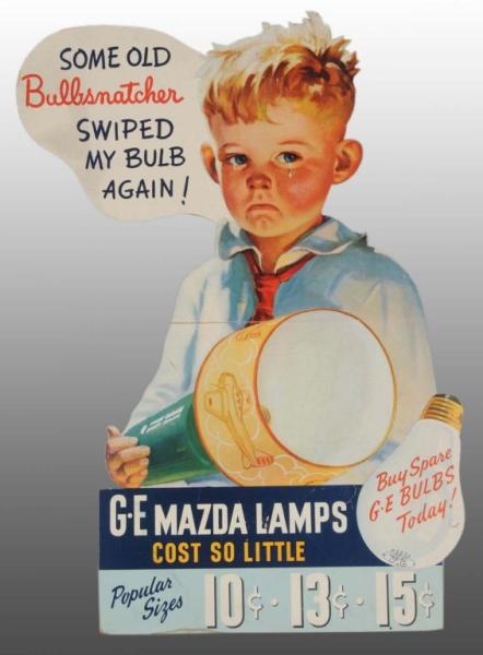 CARDBOARD MAZDA LAMPS DIE-CUT WINDOW DISPLAY.     