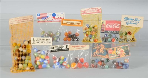 ASSORTMENT OF BAGGED MACHINE-MADE MARBLES.        