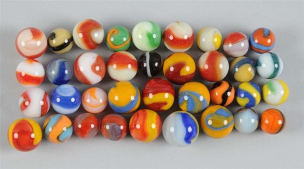 ASSORTMENT OF AKRO AGATE MACHINE-MADE MARBLES.    