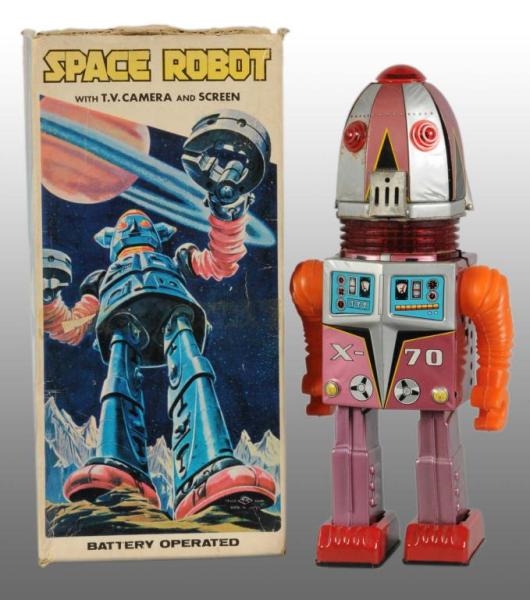 TULIP HEAD SPACE ROBOT BATTERY-OPERATED TOY.      