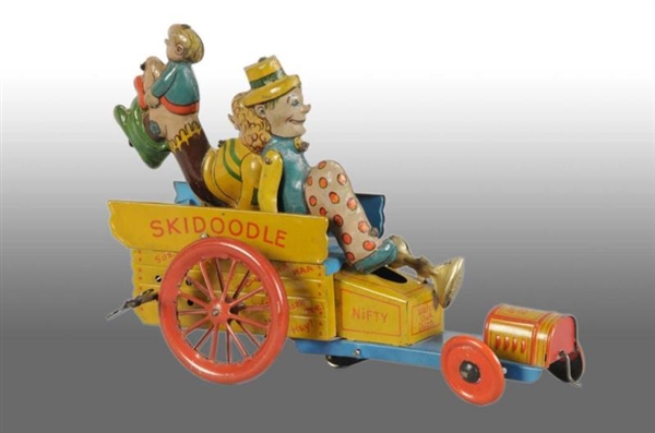 LITHOGRAPHED TIN NIFTY SKIDOODLE CAR WIND-UP TOY. 