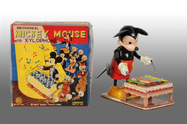 LINEMAR DISNEY MICKEY MOUSE XYLOPHONE WIND-UP TOY.