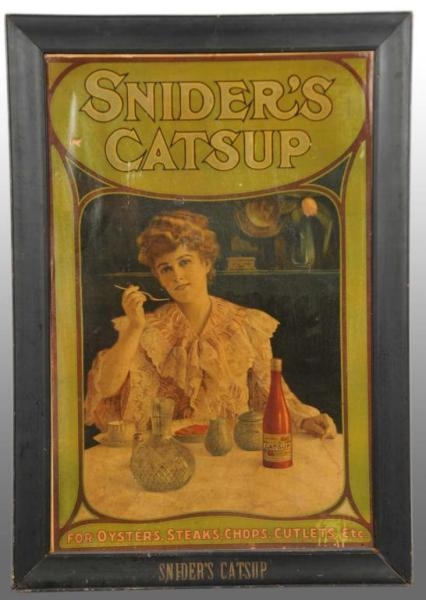 EARLY CARDBOARD SNIDERS CATSUP POSTER.           