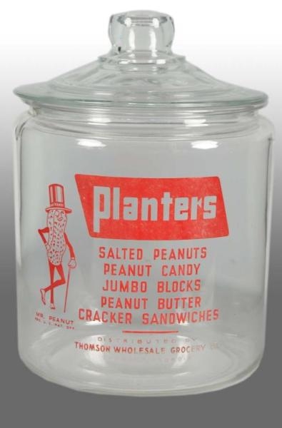 GLASS PLANTERS PEANUT MR. PEANUT ROUND JAR.       
