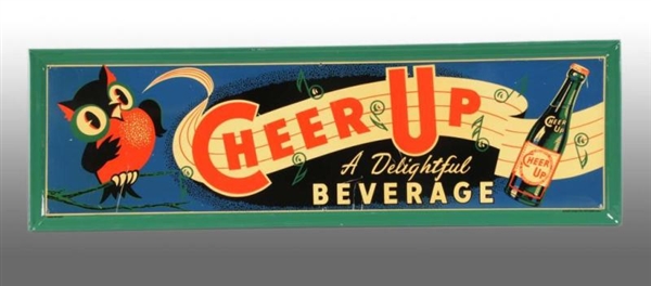 EMBOSSED TIN CHEER UP A DELIGHTFUL BEVERAGE SIGN. 