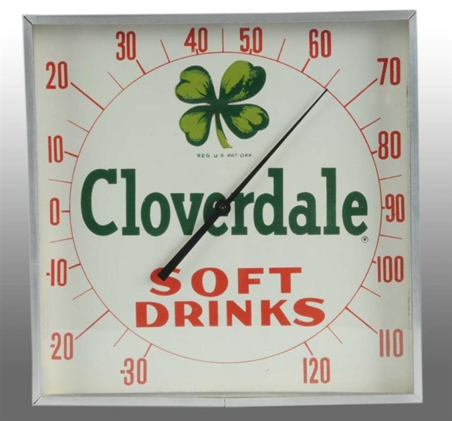 CLOVERDALE SOFT DRINKS SQUARE THERMOMETER.        