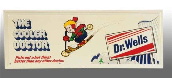 EMBOSSED TIN DR. WELLS ROOT BEER SIGN.            