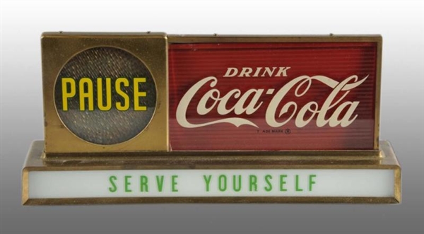 COCA-COLA "PAUSE" COUNTERTOP LIGHT-UP SIGN.       