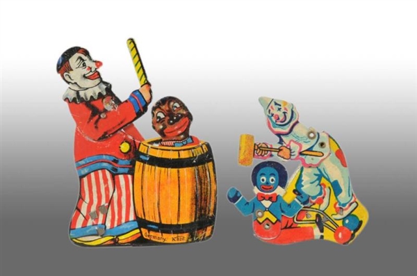 LOT OF 2: TIN LITHO GERMAN SQUEEZE TOYS.          