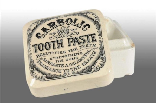 SQUARE CARBOLC TOOTH PASTE POT LID.               
