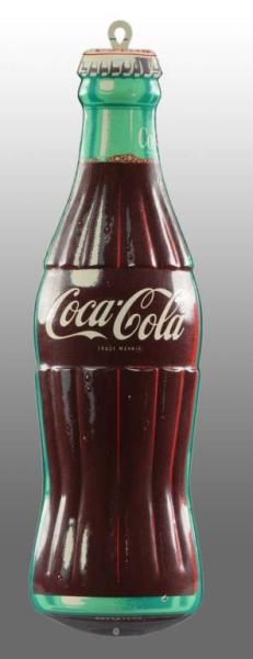 EMBOSSED TIN COCA-COLA BOTTLE SIGN.               