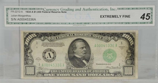 UNITED SATES CURRENCY $1,000.00 BILL.             