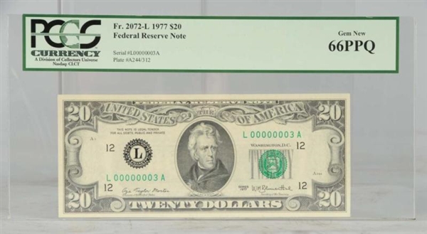 1977 $20.00 FEDERAL RESERVE NOTE.                 