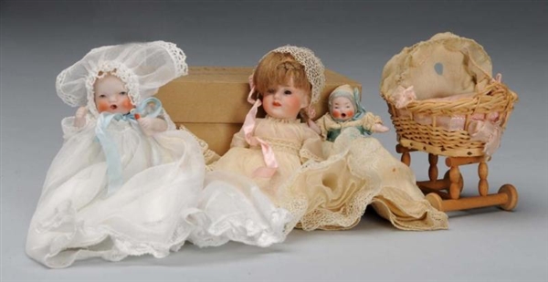 LOT OF 3: ALL BISQUE BABY DOLLS.                  
