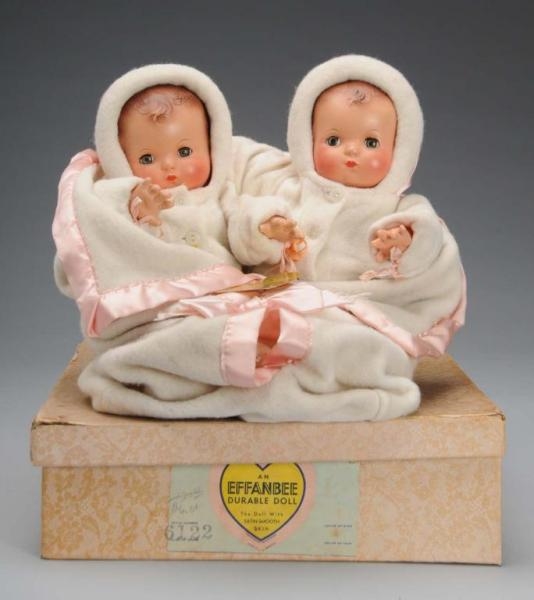 EFFANBEE TWIN COMPO/CLOTH BABIES IN ORIGINAL BOX. 