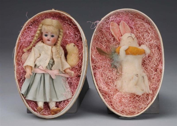 BISQUE GIRL DOLL IN EASTER EGG.                   