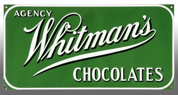 PORCELAIN WHITMANS CHOCOLATES SIGN.              