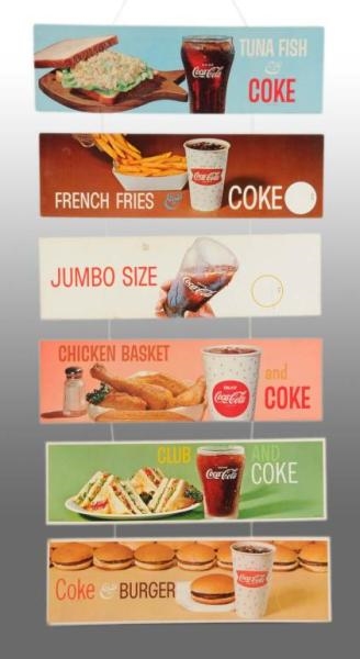 SET OF 6 CARDBOARD COCA-COLA CHANNEL CARD SIGNS.  