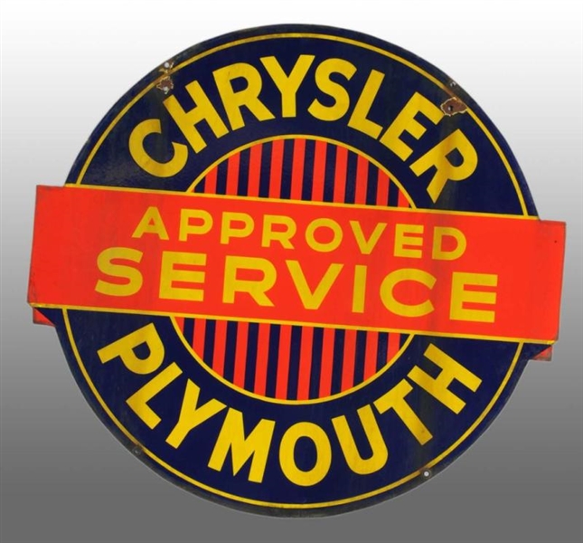 PORCELAIN CHRYSLER-PLYMOUTH APPROVED SERVICE SIGN.