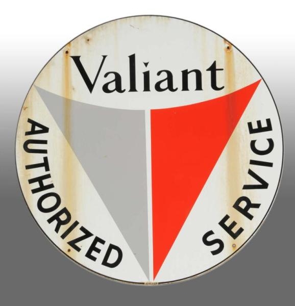 PORCELAIN VALIANT AUTHORIZED SERVICE 2-SIDED SIGN.