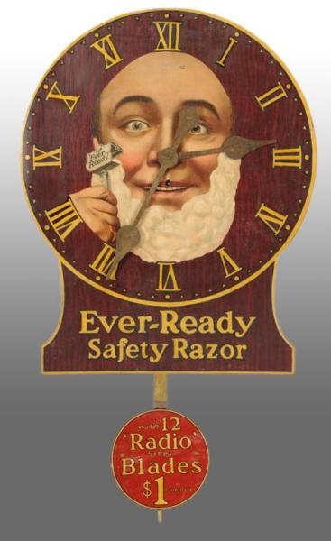 WOODEN EVER-READY SAFETY RAZOR PENDULUM CLOCK.    