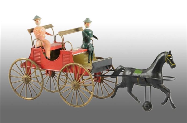 TIN EARLY FRENCH CARRIAGE PUSH TOY.               