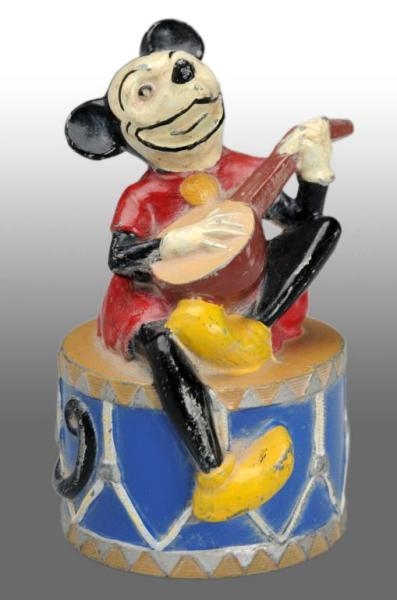 LEAD MICKEY MOUSE WITH BANJO STILL BANK.          