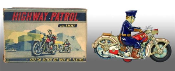JAPANESE ALPS TIN HIGHWAY PATROL MOTORCYCLE TOY.  