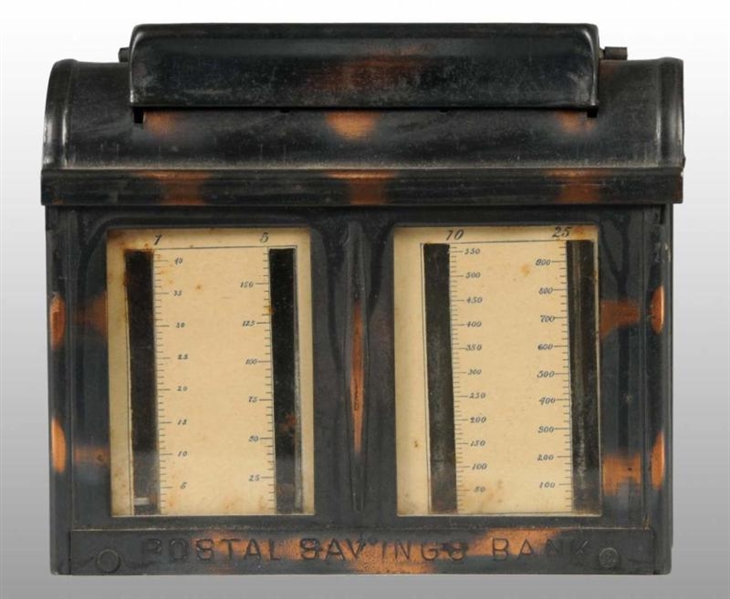 ELECTROPLATED METAL MAIL STILL BANK.              