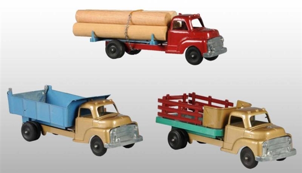 LOT OF 3: CAST METAL STRUCTO TRUCK TOYS.          