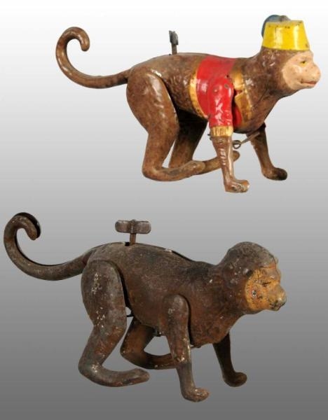 LOT OF 2: TIN HAND-PAINTED MONKEY WIND-UP TOYS.   
