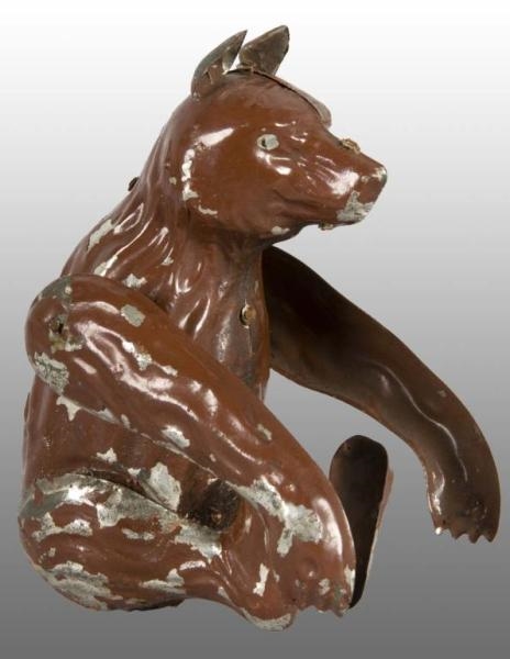 TIN HAND-PAINTED SOMERSAULT BEAR WIND-UP TOY.     