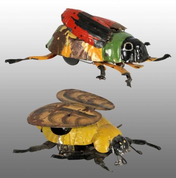 LOT OF 2: TIN HAND-PAINTED INSECT WIND-UP TOYS.   