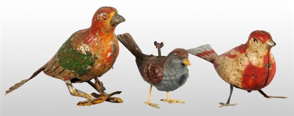 LOT OF 3: TIN HAND-PAINTED BIRD WIND-UP TOYS.     