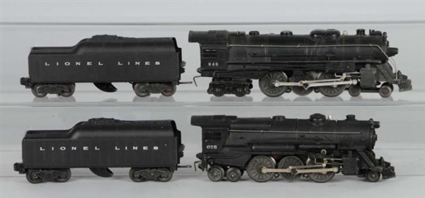 LOT OF 2: LIONEL TRAIN ENGINES & TENDERS.         