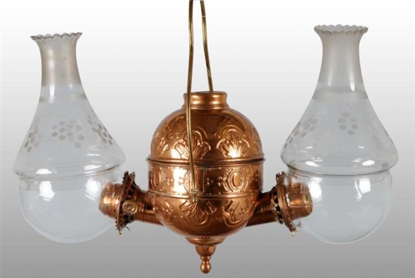 6-PIECE HANGING VICTORIAN KEROSENE LAMP.          