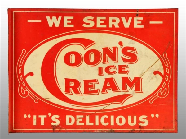TIN COONS ICE CREAM FLANGE SIGN.                 